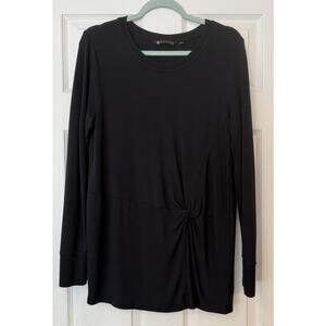 Athleta Nirvana Twist Front Top Sz MED Black Loungewear Athleisure Soft Tunic
